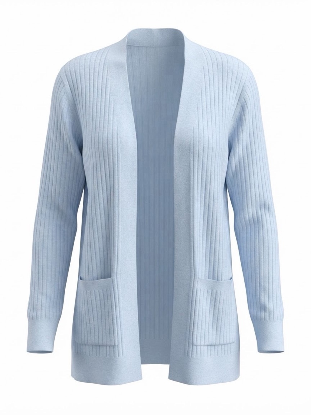 SO Pale Blue Ribbed Open-Front Cardigan